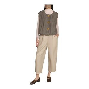 Michael Kors Brown Tweed Vest with gold details Size 14 EUC Lagenlook